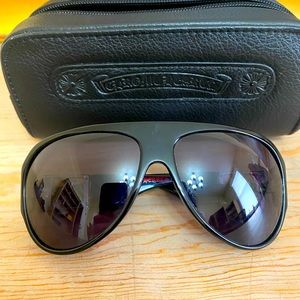 Chrome Hearts ‘Erected’ Black Sunglasses w/ Leather Case